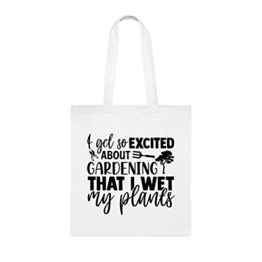 Imagem de Sacola I Got Go Excited My Plants, presente divertido, bolsa de ombro, bolsas reutilizáveis, cesta de Natal de aniversário ideia de presente, Branco