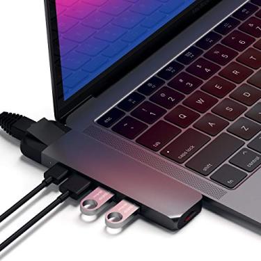 Imagem de Satechi Adaptador USB-C Pro Hub com Ethernet - 4K HDMI, USB-C PD, Gigabit Ethernet, USB 3.0, compartimento para cartão micro SD - para MacBook Pro/Air M2/M1 (cinza espacial)