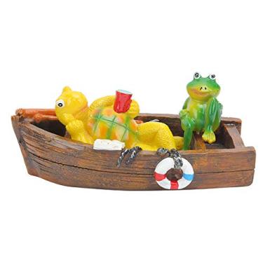 Imagem de Ornamento de tartaruga e sapos flutuantes de água, lindo lago de resina para jardim ornamento de tartaruga e sapos flutuantes para aquário