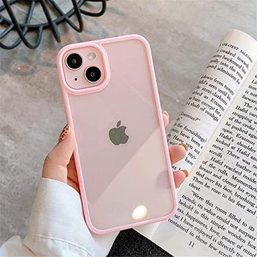 Imagem de Capa de telefone à prova de choque de borda macia de cor doce para iphone 13 12 11 pro max mini x xr xs 7 8 6 plus se 2020 tampa traseira transparente, rosa, para iphone12