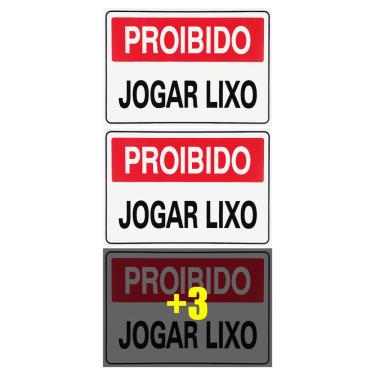 Imagem de Combo 6 Placas De Sinalização Proibido Jogar Lixo 30x20 Acesso - P-10 F9e