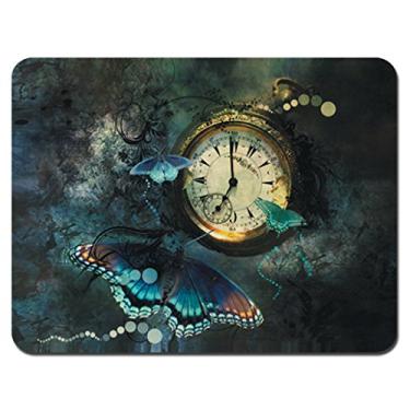 Imagem de Mouse pad para jogos - Base de borracha antiderrapante, superfície lisa para controle preciso do mouse, ideal para laptop, uso no escritório - 24 x 19 cm - borboleta de relógio