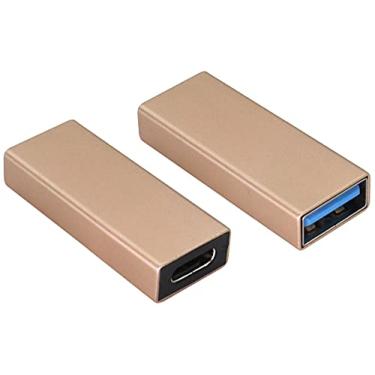 Imagem de AAOTOKK Adaptador USB 3.0 para tipo C fêmea USB tipo C para macho conversor USB 3.0 A para porta USB PC, laptops, Power Banks, carregadores e porta tipo-C U-Disk, smartphone, cabo de dados etc (ouro champanhe, pacote com 2)