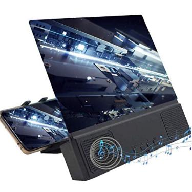 Imagem de Yajun Amplificador de tela de telefone 3D fino dobrável para celular Bluetooth suportes de lupa com alto-falante 30 cm preto