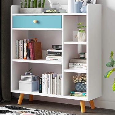 Imagem de KIZQYN Estante de 3 camadas Prateleira de armazenamento de estante de madeira, estante de fácil montagem para sala de estar, estreita, quarto, estante de escritório (cor: A-branco)