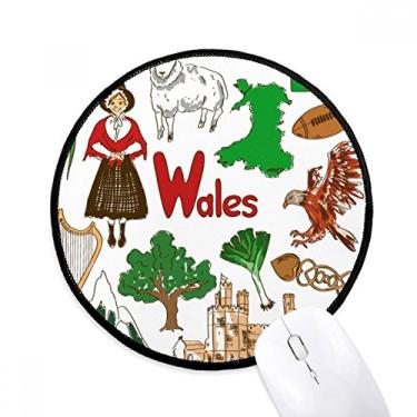 Imagem de DIYthinker Wales Landscap Bandeira Nacional do Reino Unido Mouse Pad Desktop Office Tapete Redondo para Computador