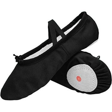 Imagem de Sapatos de balé de lona feminino L-RUN para meninas/sapatilha de balé/sapato para ioga, B_black, 10.5