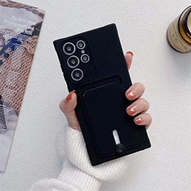 Imagem de Estojo macio de silicone líquido para Samsung Galaxy S22 S21 Plus Ultra S20 FE A03S A82 A72 A52 A32 A22 A51 A71 Carteira capa titular do cartão, BK, para A32 4G