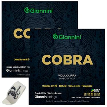 Imagem de 02 Cordas Viola Caipira Giannini Tensão Média + Dedeira PVC