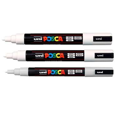 Imagem de Kit Caneta Uni Posca PC1-M Branca - 0,1 0,3 0,5