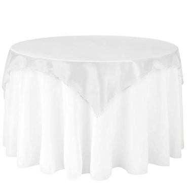 Imagem de LinenTablecloth Sobreposição quadrada de cetim de 152 cm branca