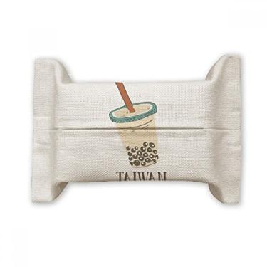 Imagem de Drink Pearl Milk Tea Food Taiwan Suporte de capa de papel para lenços faciais Saco de linho de algodão