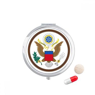 Imagem de Porta-comprimidos com emblema nacional dos Estados Unidos, caixa de armazenamento de medicamentos