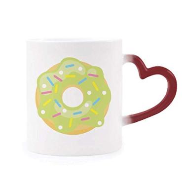 Imagem de Caneca verde donnut sobremesa doce sensível ao calor caneca vermelha muda de cor