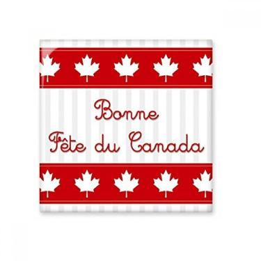 Imagem de Azulejo de cerâmica brilhante com slogan vermelho folha de bordo Happy Canada Day
