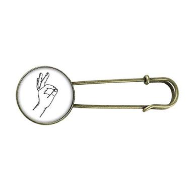 Imagem de OK Gesture Line Desenho Padrão Retrô Metal Broche Clip Joias Broche para Roupa