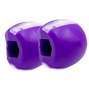Imagem de 2 pacotes de bolas de mandíbula Jawzrsize, exercitador de mandíbula, redutor de queixo duplo, exercício de pescoço – Defina seu queixo, emagrecedor de boca de queixo (roxo)