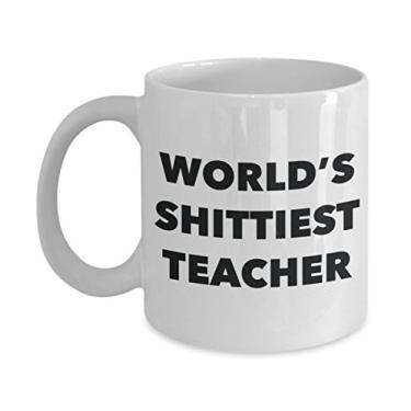 Imagem de Caneca de café para professores - World's Shittiest Teacher - Presentes para professores - Ideia divertida de - Pode adicionar à caixa de presente P
