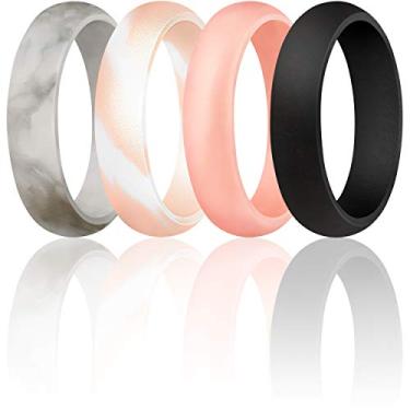 Imagem de ThunderFit Alianças de casamento femininas de silicone de 5,5 mm de largura, 2 mm de espessura, pacote variado 1-7, 12.5 - 13 (23.00mm), Silicone, silicone