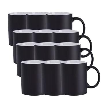 Imagem de Kit 12 Caneca Para Sublimação Mágica Preto Fosca 325ml Metalnox