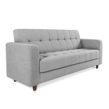 Imagem de Sofá 03 Lugares Arezzo Suede Pés Chanfrado Tabaco - D`rossi Cor Cinza
