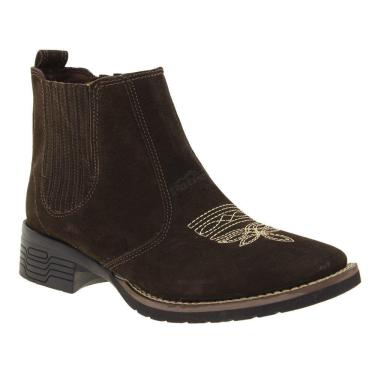 Imagem de Botina Feminina Bico Quadrada Cano Curto Café Potro 32534