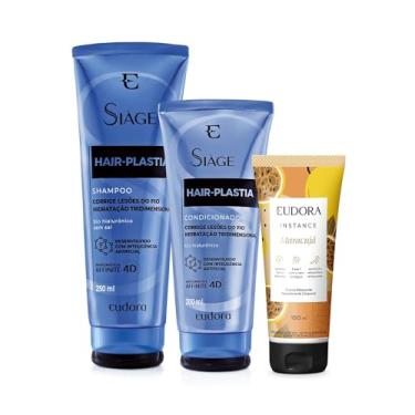Imagem de Eudora Kit: Shampoo Hair-Plastia 250ml + Condicionador Hair-Plastia 200ml + Creme Relaxante Corporal Instance Maracujá 180ml