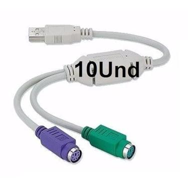 Imagem de Kit 10 Cabo Adaptador Conversor Usb Para 2 Ps2 Teclado Mouse