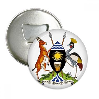 Imagem de Emblema Nacional da África Uganda Abridor de Garrafa Redondo, Ímã de Geladeira, 3 Peças Presente