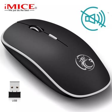 Imagem de Mouse de computador sem fio silencioso para PC  Mouse óptico ergonômico para gamer  Mouse USB para