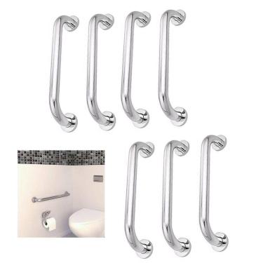 Imagem de Alça De Apoio Barra 30cm Kit 7 Unidades Inox Idoso Banheiro Box Corrimao Acessibilidade Suporte