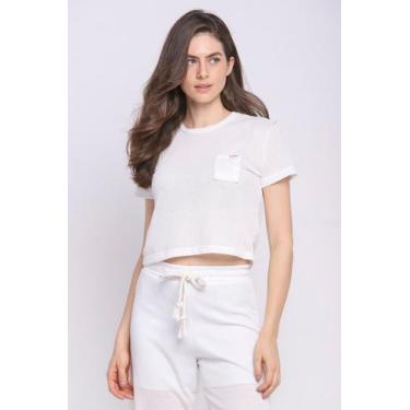 Imagem de Blusa Feminina Collection Curta Com Textura Polo Wear Branco