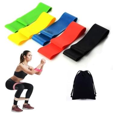 Imagem de Kit 5 Faixas Elásticas Mini Band Exercícios Casa Academia Yoga Pilates Fitness Crossfit - Treino Completo Em Casa Ou Academia