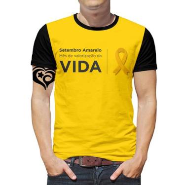 Imagem de Camiseta Setembro Amarelo Plus Size Masculina Blusa Vida - Alemark