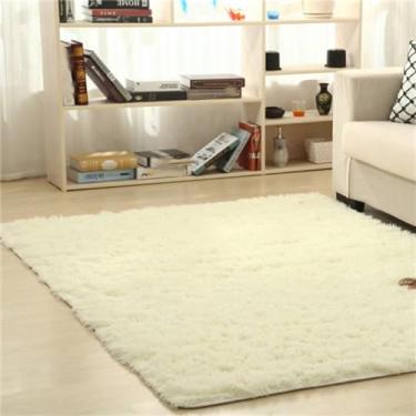 Imagem de Tapetes de área ultra macios quadrados tapetes macios para o quarto sala de estar tapete desgrenhado decoração de casa, bege branco, 140x200cm