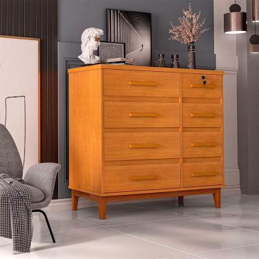 Imagem de Cômoda Para Quarto 8 Gavetas Detroit Nature - Cor: Marrom