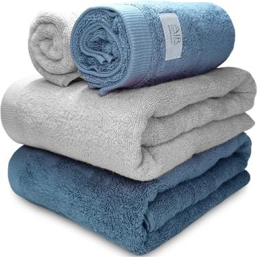 Imagem de Jogo de Banho Gigante Banhão Buddemeyer Dual Air 100% Algodão 4 peças Toalha Alta Absorção Macia Grossa (Azul Cinza 3224/1676)