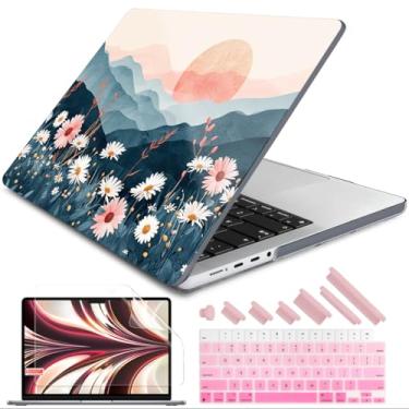 Imagem de DONGKE Capa rígida de plástico para MacBook Pro 14 polegadas com tela Retina XDR e Touch ID, 2024/2023/2021, chip M4 A3112 A3401 A3185, M3 A2918 A2992, M2 A2779, M1 A2442 Pro Max, Sun & Daisies