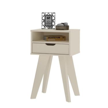 Imagem de Mesa De Apoio Para Sala Com 1 Gaveta Artely VIP Cedro E Off White