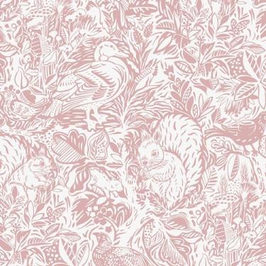 Imagem de Micpolo Papel de parede Boho branco e rosa papel de parede de contato para armários autoadesivo removível para quarto, banheiro, crianças, berçário, papel de parede de vinil 40,5 cm x 900 cm