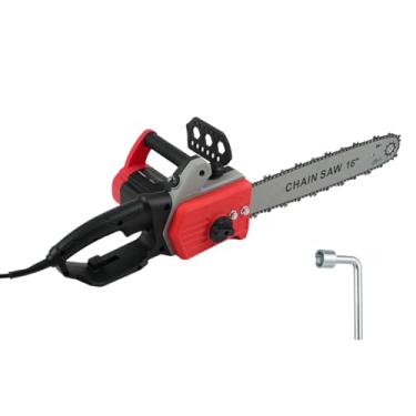 Imagem de SZITW Motosserra elétrica de 1800 W Potente motosserra com fio com corrente e barra de 16 polegadas Peso leve Multi ângulo Corte rápido Potente alta eficiência 220 V