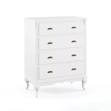 Imagem de Cômoda de Madeira 4 Gavetas Pés Luis Xv 60816 Hannover - Branco
