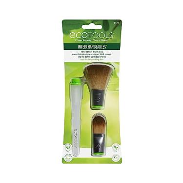 Imagem de EcoTools Escova dupla de maquiagem Interchangeables Total Senses, para produtos líquidos, cremes e em pó, pincéis de maquiagem personalizáveis para base, ecológico, livre de crueldade