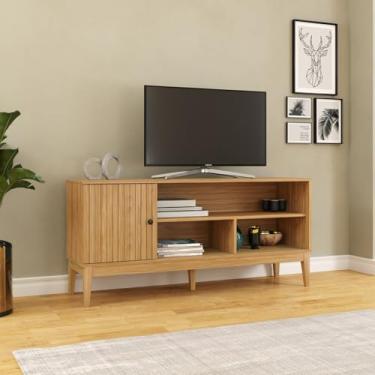 Imagem de Rack para Tv até 50 Polegadas 1 Porta Linha Riscado Mel/Mel