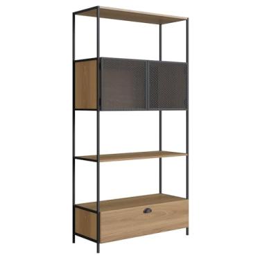 Imagem de Estante Industrial York Artesano 90 cm (largura) em Mdp Hanover Duas Portas Aço Preto