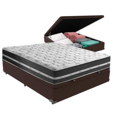 Imagem de Anjos, Cama Box Casal Preto com Base Baú Marrom Classic Anjos