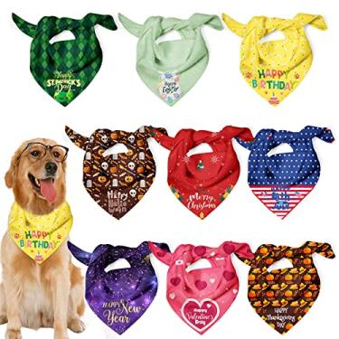 Imagem de 9 peças bandanas para cães cachecol feliz dia das bruxas artigos para festa de aniversário Feriados Bandana para cachorro Halloween lavável triângulo lenço babadores para cães gatos suprimentos para