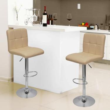 Imagem de Kit 2 Banquetas Confort Gomos Estofada Giratória Bege - Lianto Decor