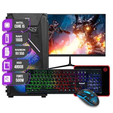Imagem de PC Gamer Completo Mancer, Intel Core i5, RX 550 4GB, 16GB de Ram, SSD 480GB, Monitor 21"