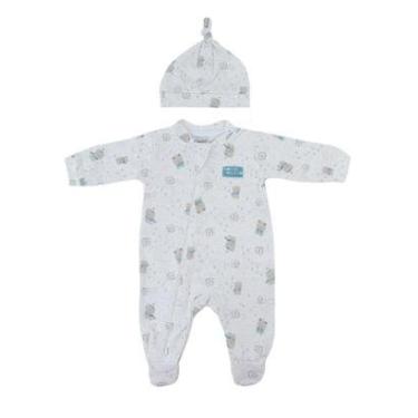 Imagem de Macacão Infantil Sonho Mágico Longo Suedine 2 Pçs Ursinho Cinza Claro - 131909-Unissex